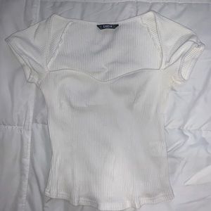 White Sweetheart Neck Cropped Top